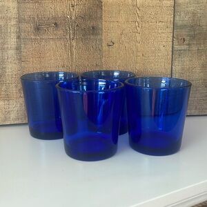 Vintage Libbey Cobalt Blue Flare Lowball Rocks Glasses